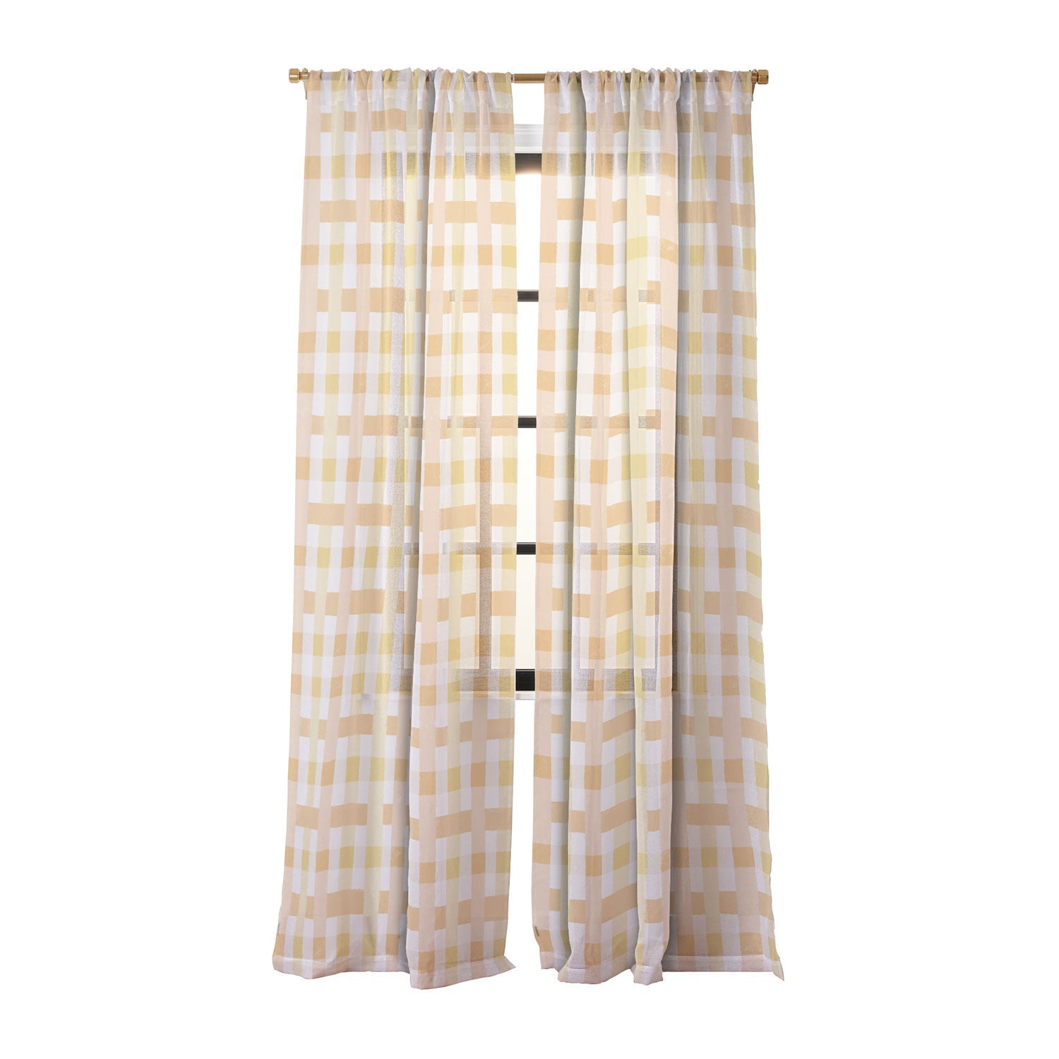 Menina Lisboa Yellow Pink Gingham Sheer Non Repeat