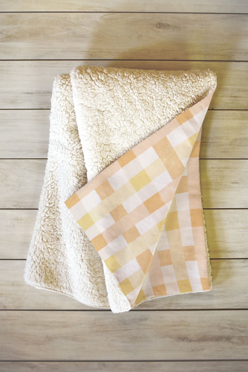 Menina Lisboa Yellow Pink Gingham Fleece Throw Blanket
