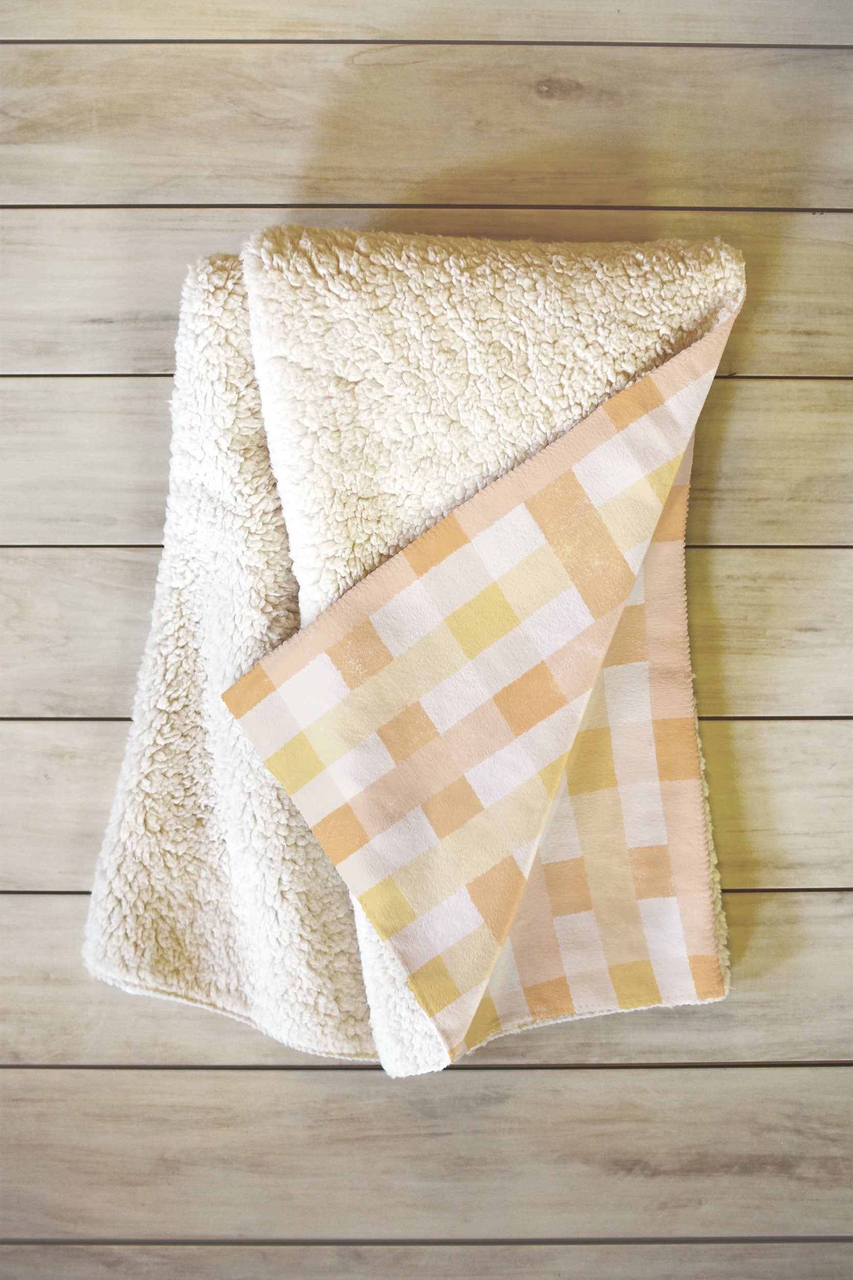 Menina Lisboa Yellow Pink Gingham Fleece Throw Blanket