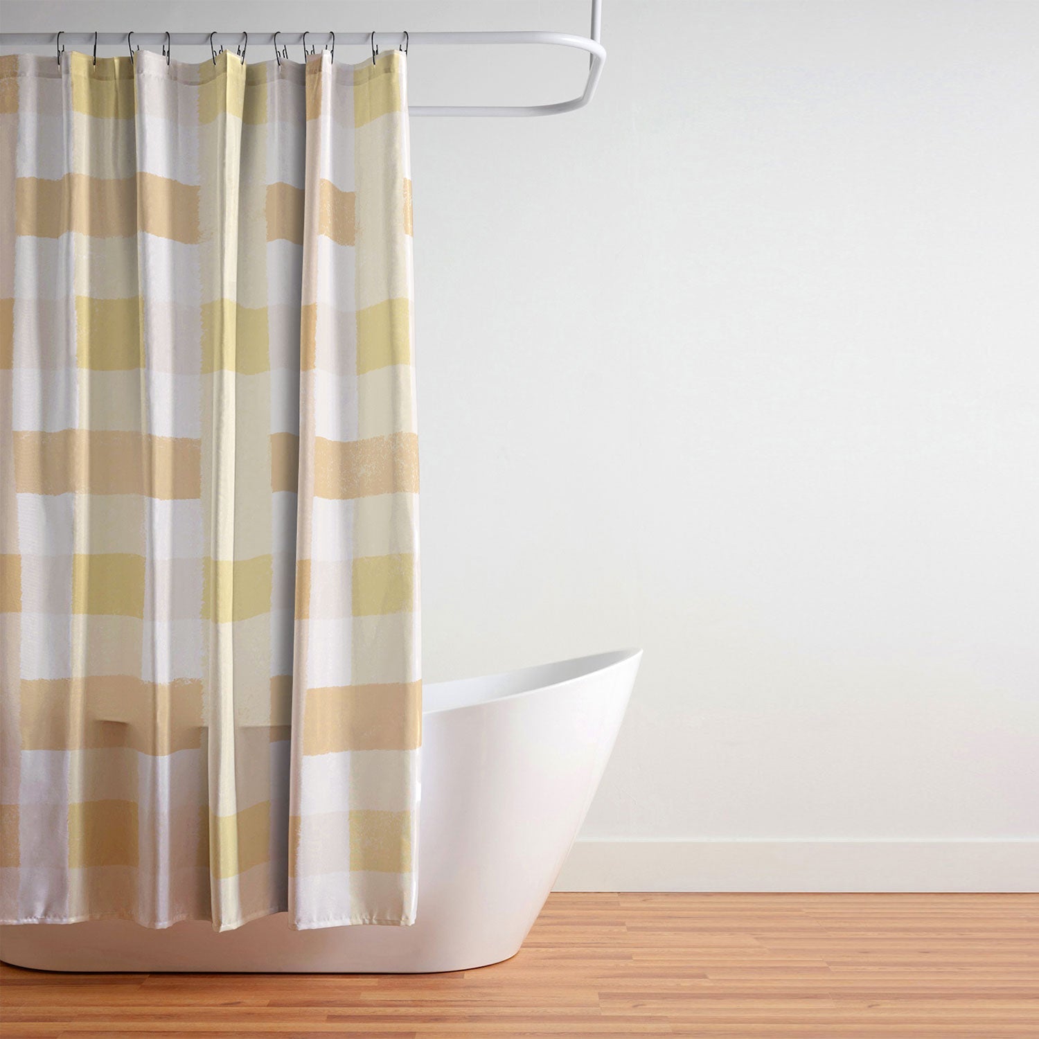 Menina Lisboa Yellow Pink Gingham Shower Curtain