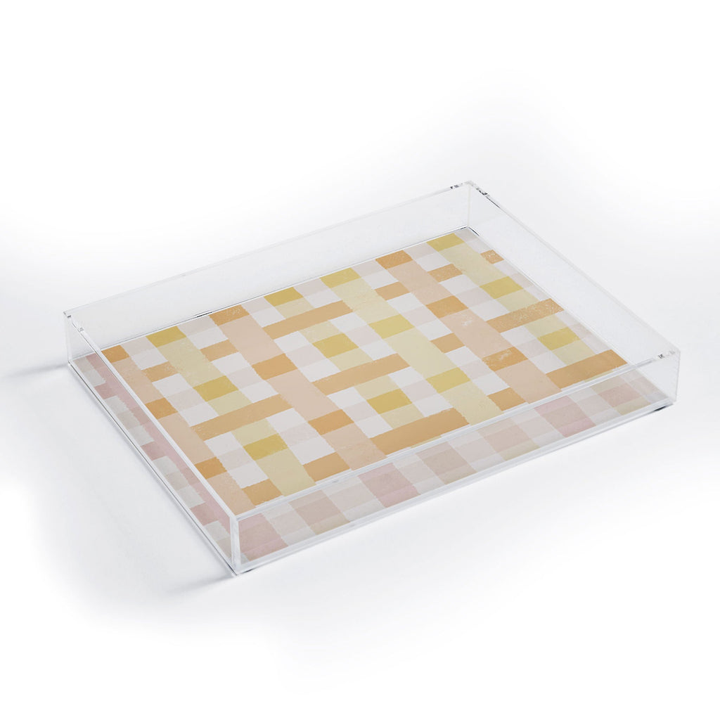 Menina Lisboa Yellow Pink Gingham Acrylic Tray