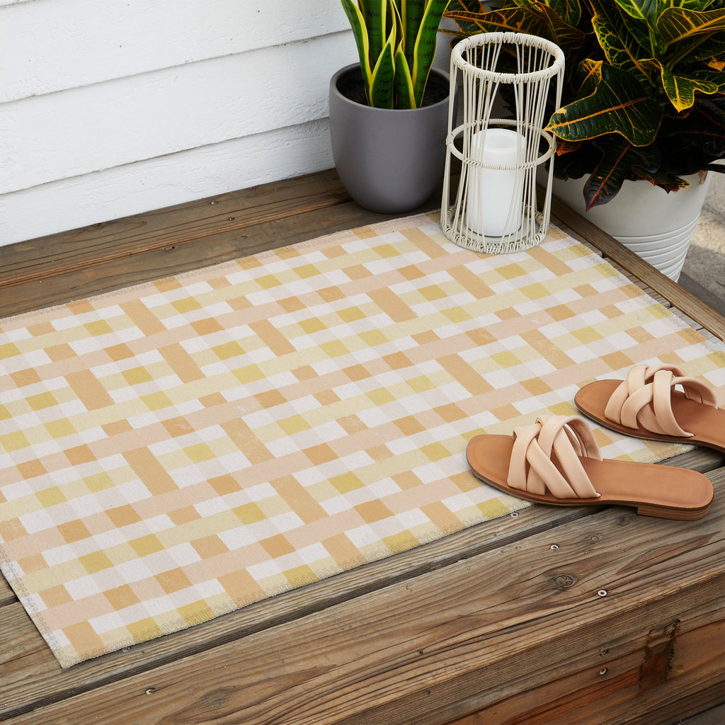Menina Lisboa Yellow Pink Gingham Outdoor Rug