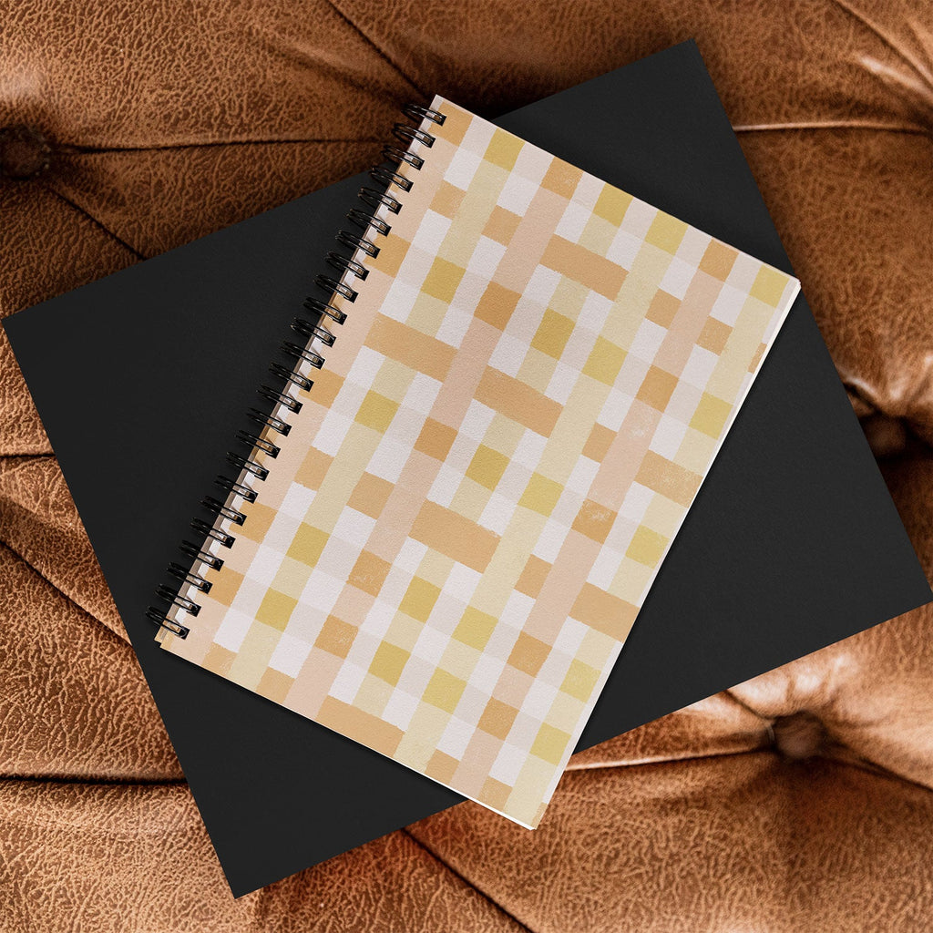 Menina Lisboa Yellow Pink Gingham Spiral Notebook