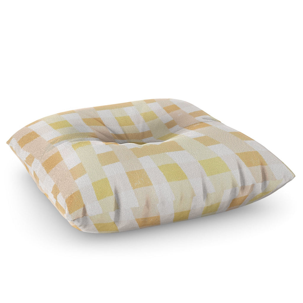 Menina Lisboa Yellow Pink Gingham Floor Pillow Square