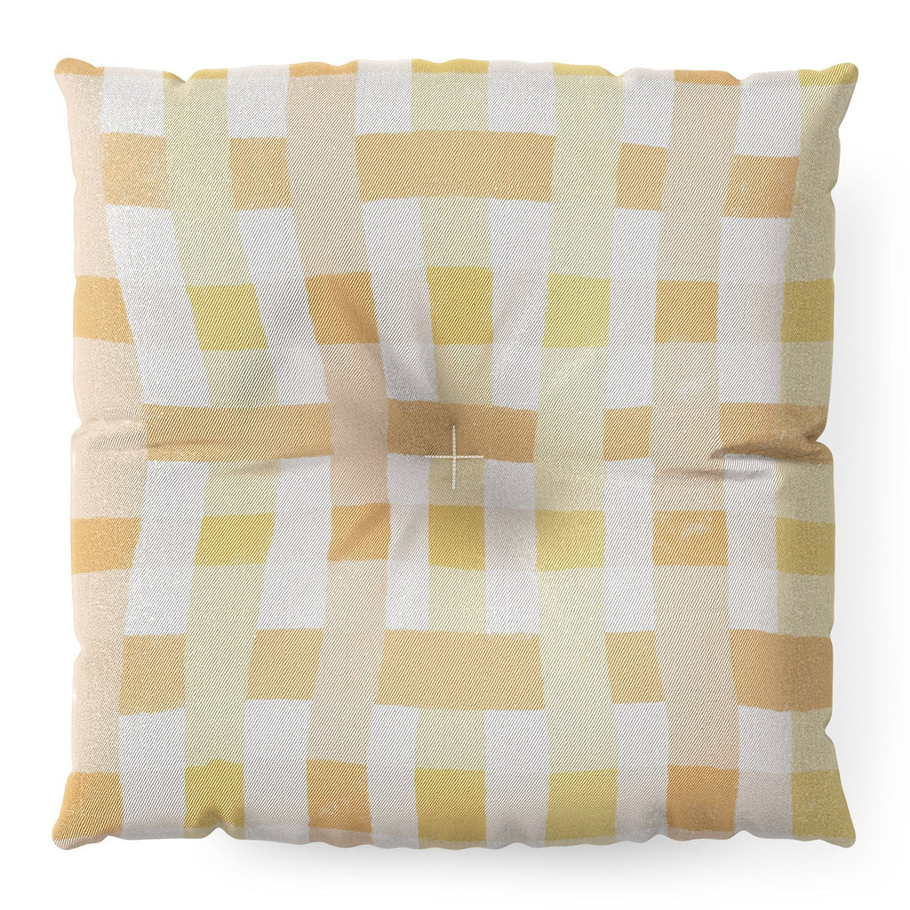 Menina Lisboa Yellow Pink Gingham Floor Pillow Square