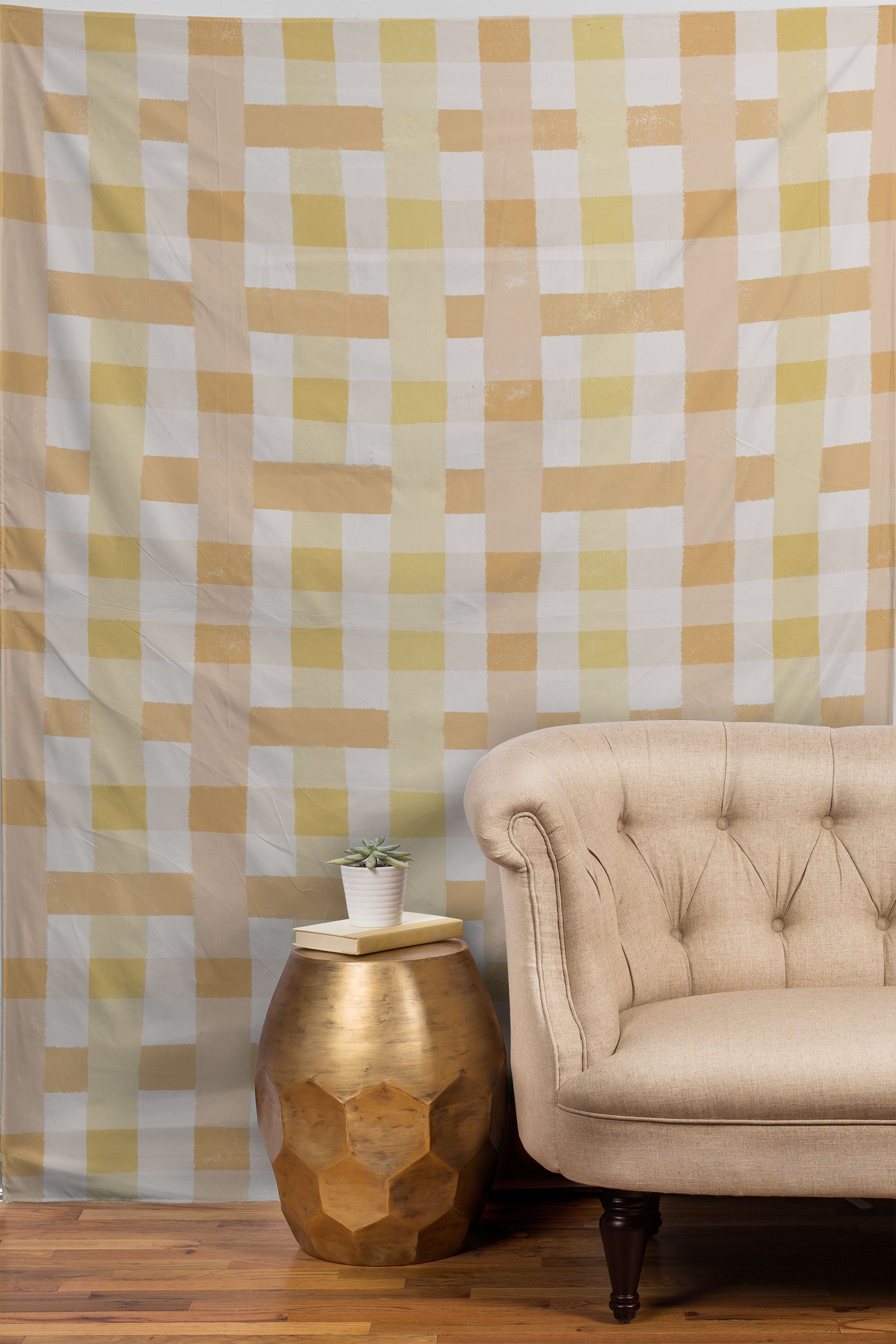 Menina Lisboa Yellow Pink Gingham Tapestry