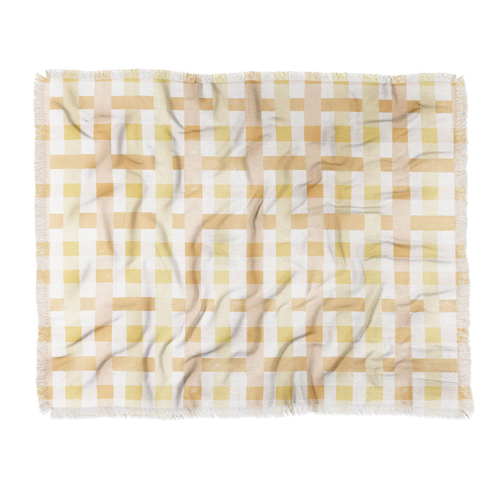Menina Lisboa Yellow Pink Gingham Throw Blanket