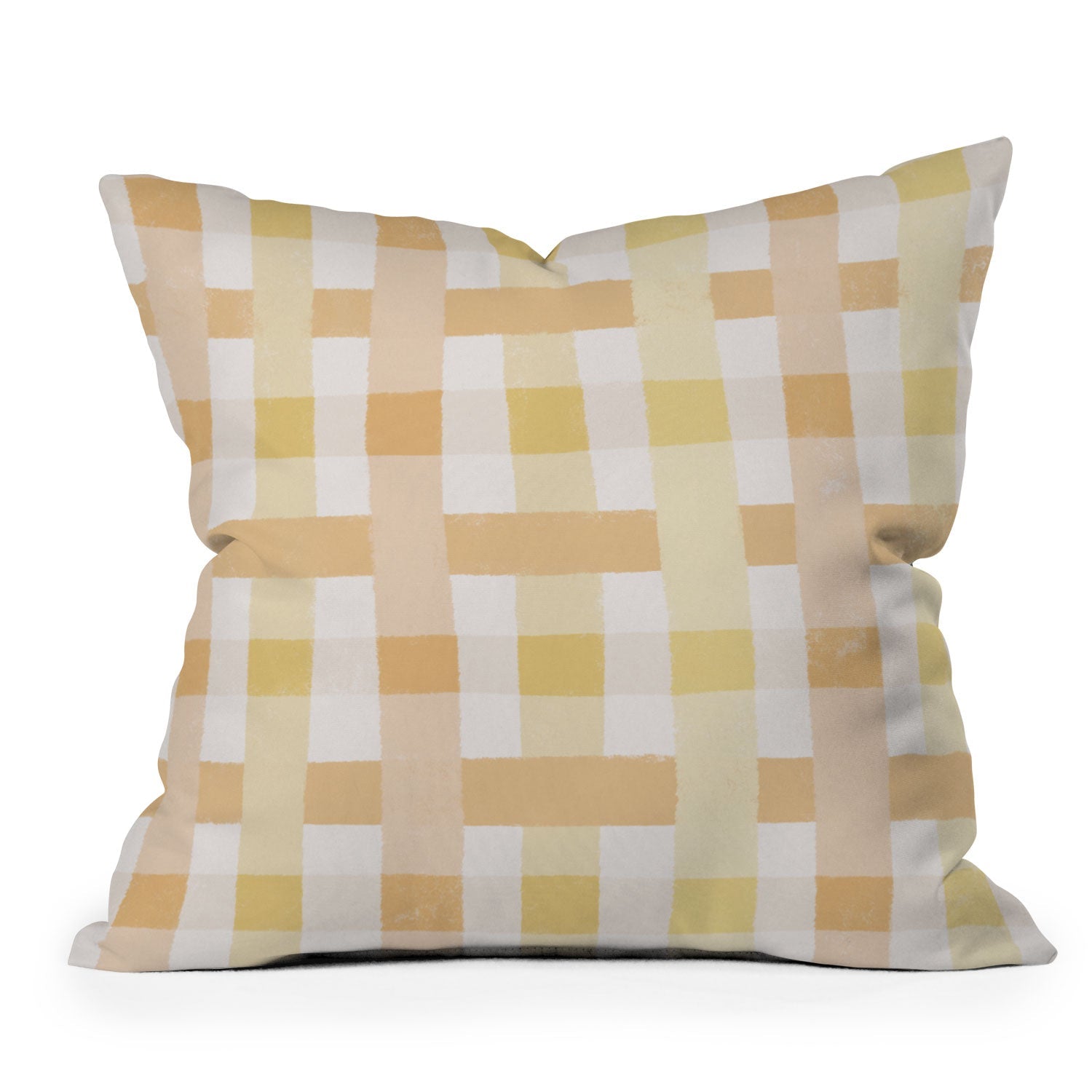 Menina Lisboa Yellow Pink Gingham Outdoor Throw Pillow