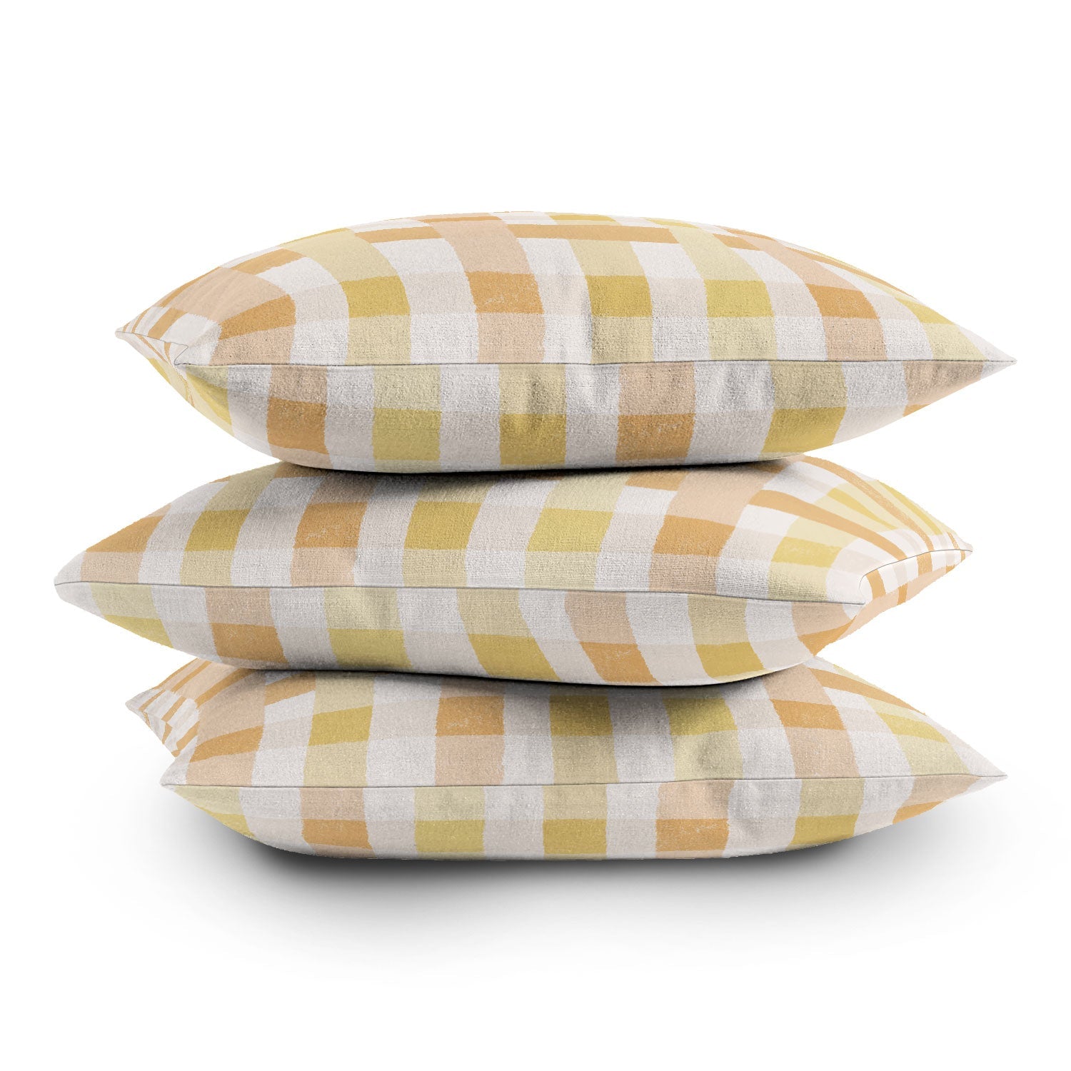 Menina Lisboa Yellow Pink Gingham Outdoor Throw Pillow