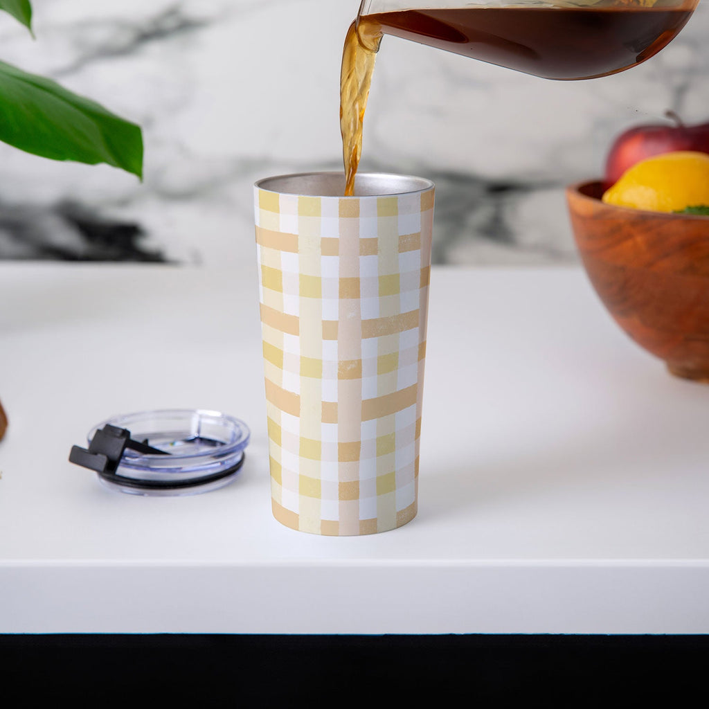 Menina Lisboa Yellow Pink Gingham Travel Mug