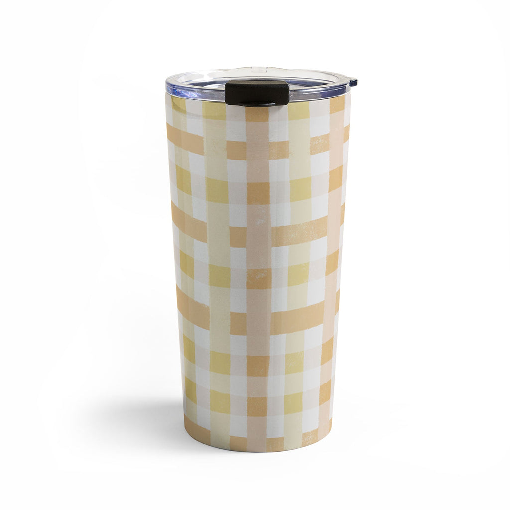 Menina Lisboa Yellow Pink Gingham Travel Mug