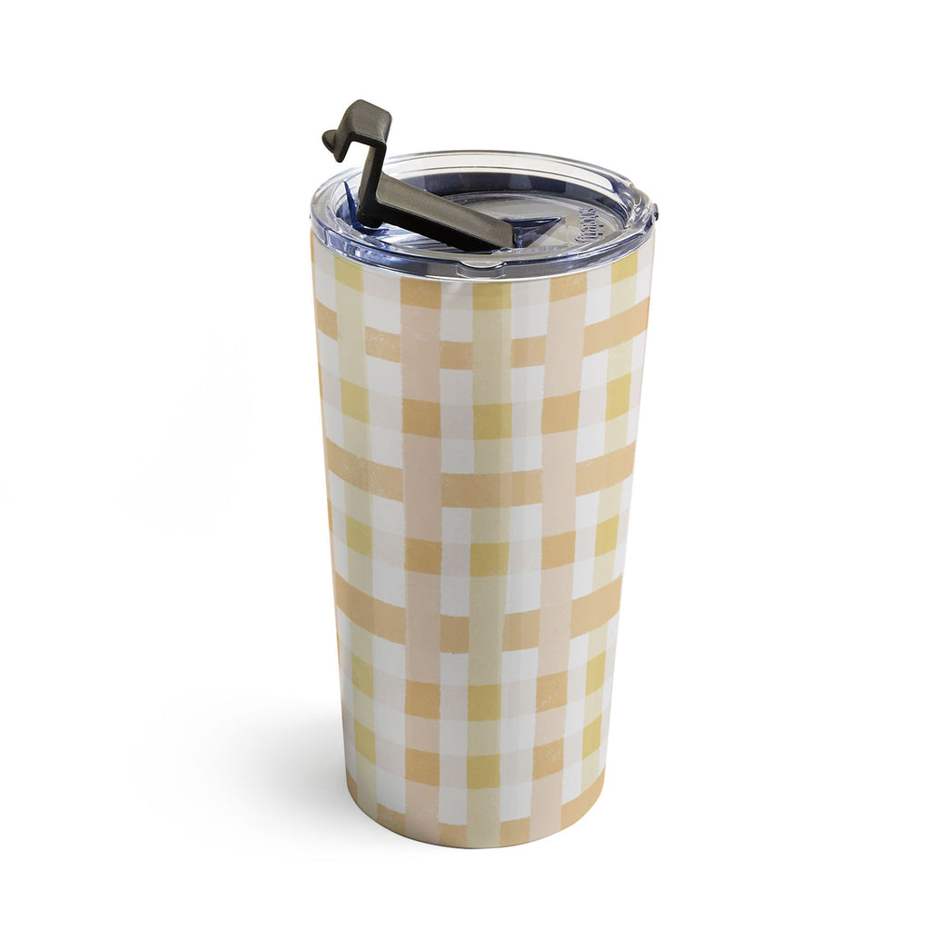 Menina Lisboa Yellow Pink Gingham Travel Mug