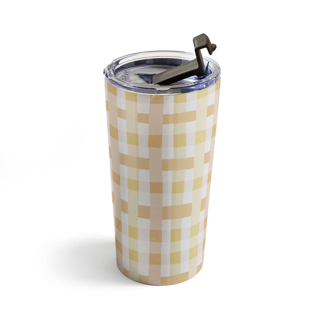 Menina Lisboa Yellow Pink Gingham Travel Mug