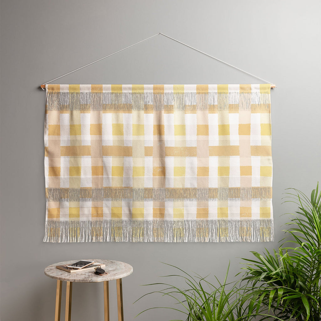 Menina Lisboa Yellow Pink Gingham Wall Hanging Landscape