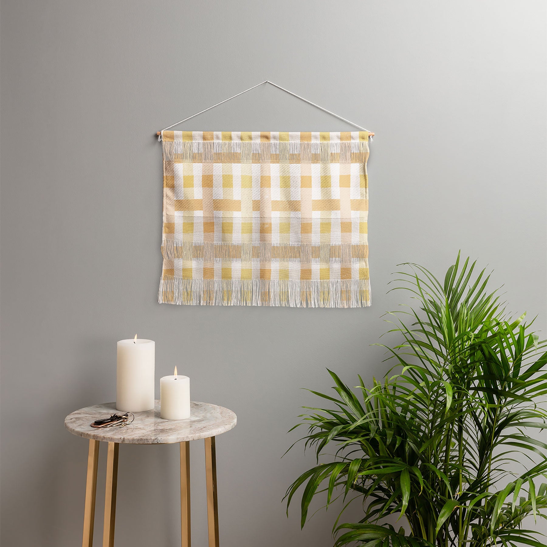 Menina Lisboa Yellow Pink Gingham Wall Hanging Landscape