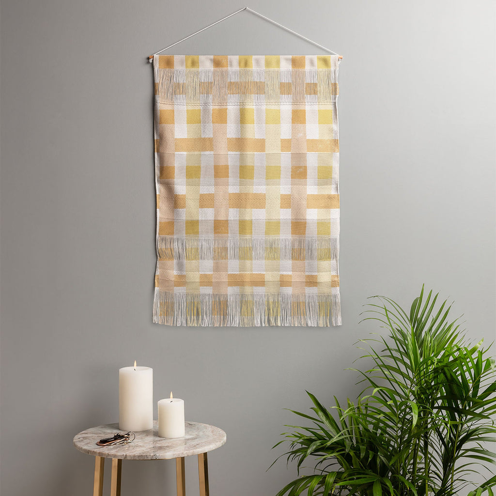 Menina Lisboa Yellow Pink Gingham Wall Hanging Portrait