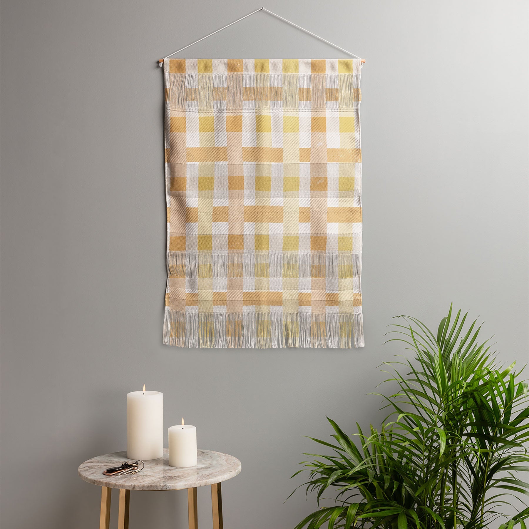 Menina Lisboa Yellow Pink Gingham Wall Hanging Portrait
