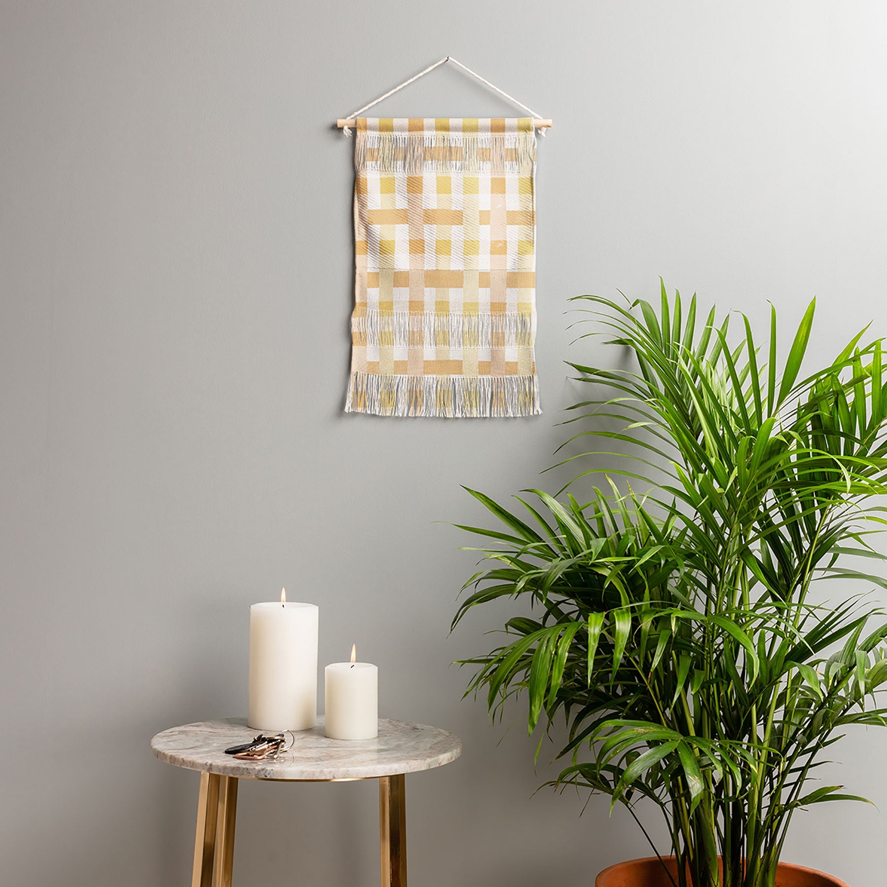 Menina Lisboa Yellow Pink Gingham Wall Hanging Portrait