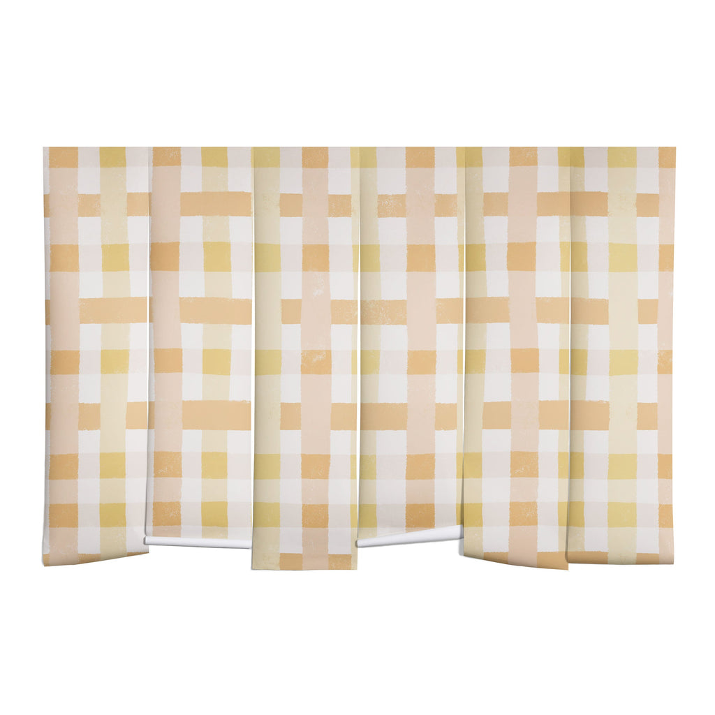 Menina Lisboa Yellow Pink Gingham Wall Mural