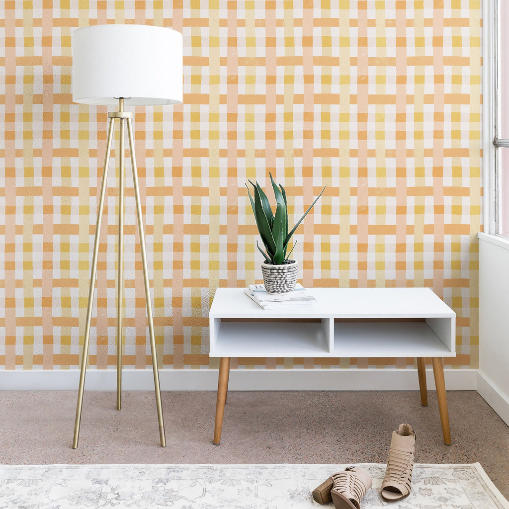 Menina Lisboa Yellow Pink Gingham Wallpaper