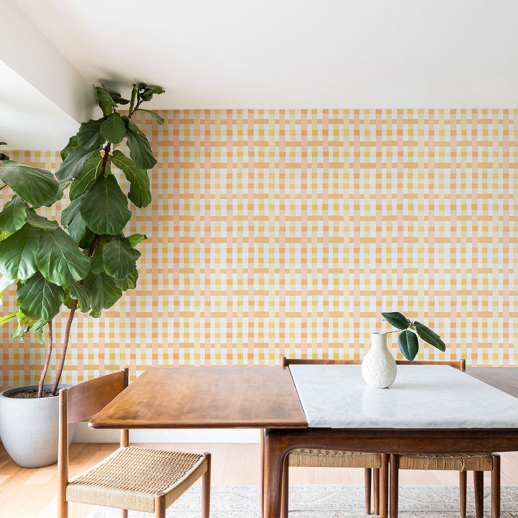 Menina Lisboa Yellow Pink Gingham Wallpaper