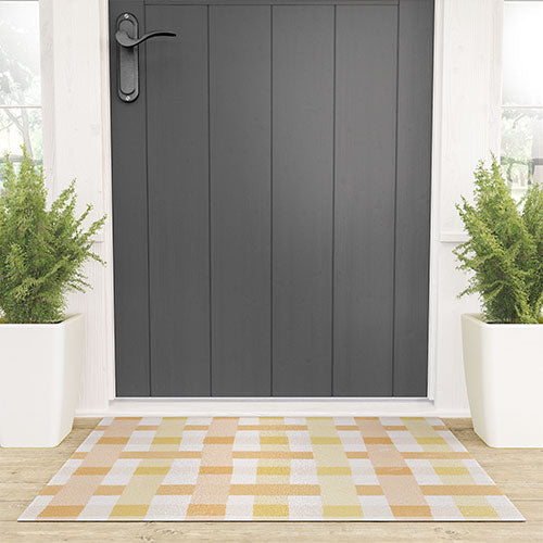 Menina Lisboa Yellow Pink Gingham Welcome Mat