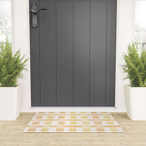Menina Lisboa Yellow Pink Gingham Welcome Mat