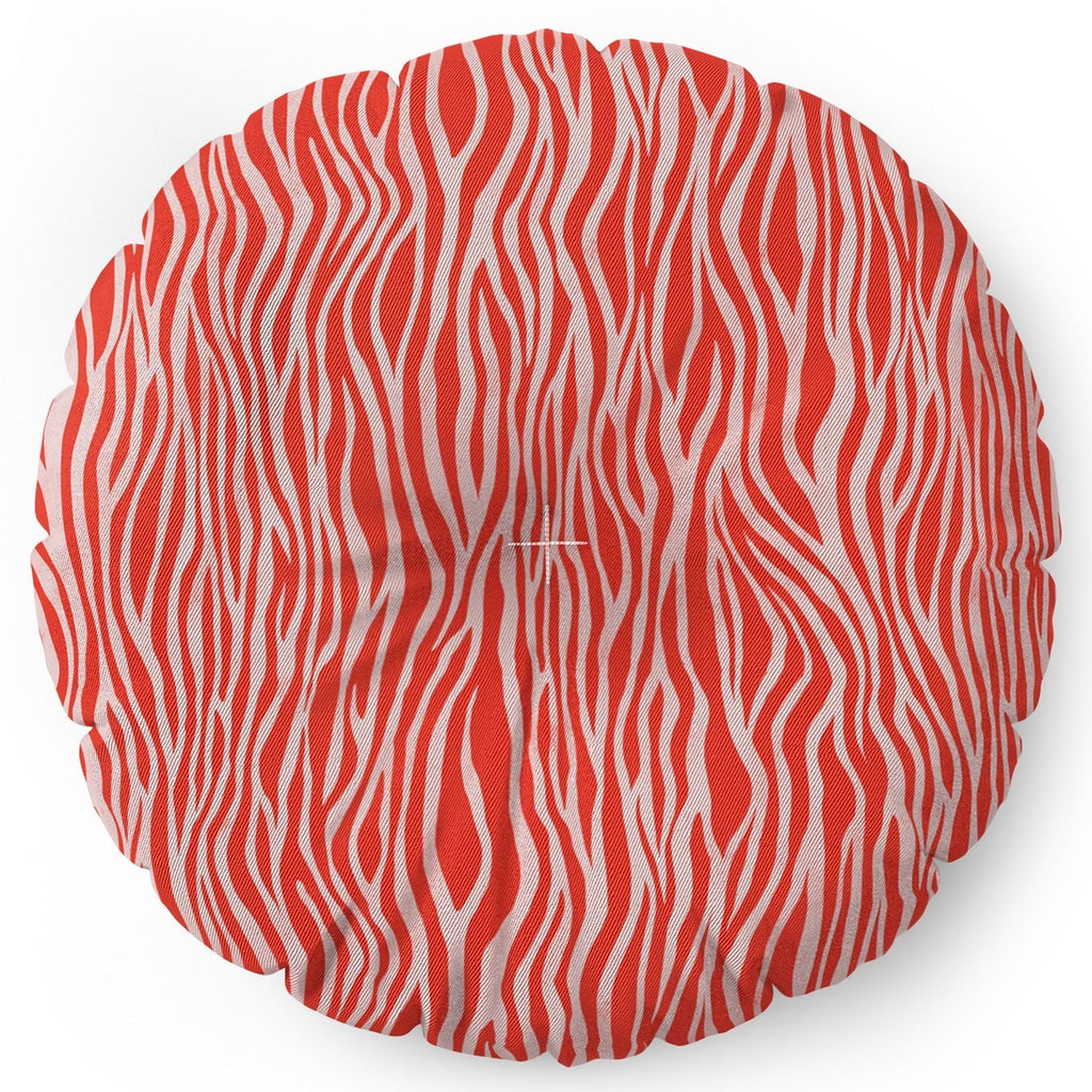 Avenie BR Red Zebra Stripe Floor Pillow Round