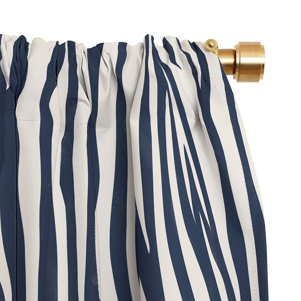 Avenie BR Navy Tiger Stripes Blackout Window Curtain
