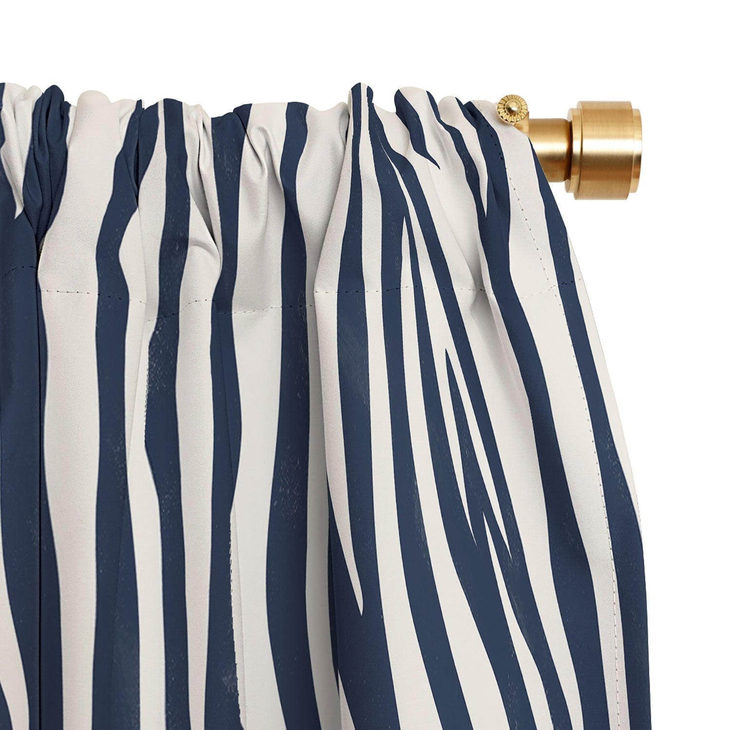 Avenie BR Navy Tiger Stripes Blackout Window Curtain