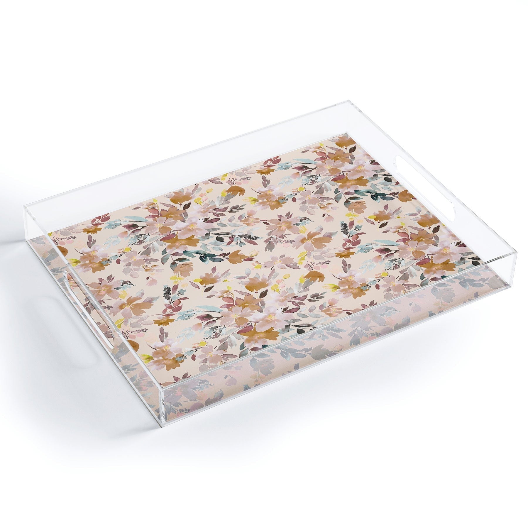 Ninola Design Botanic Retreat Floral Oleander Whimsical Soft Pink Acrylic Tray