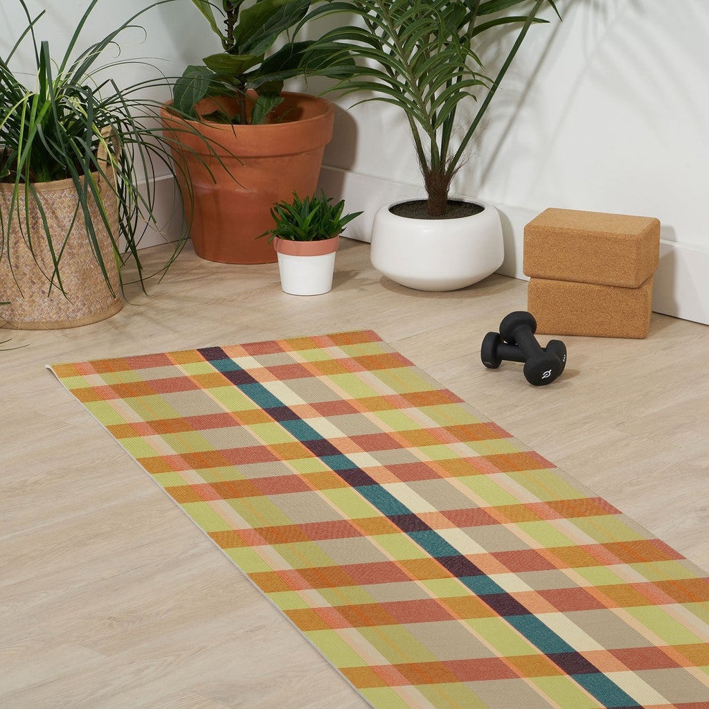Marta Barragan Camarasa Retro Picnic Plaid Warm Tones Yoga Mat