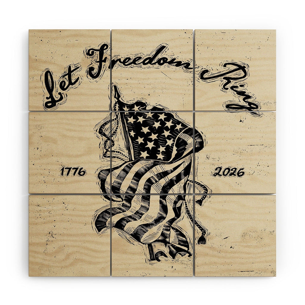 DENY Designs Let Freedom Ring Block Wood Wall Mural