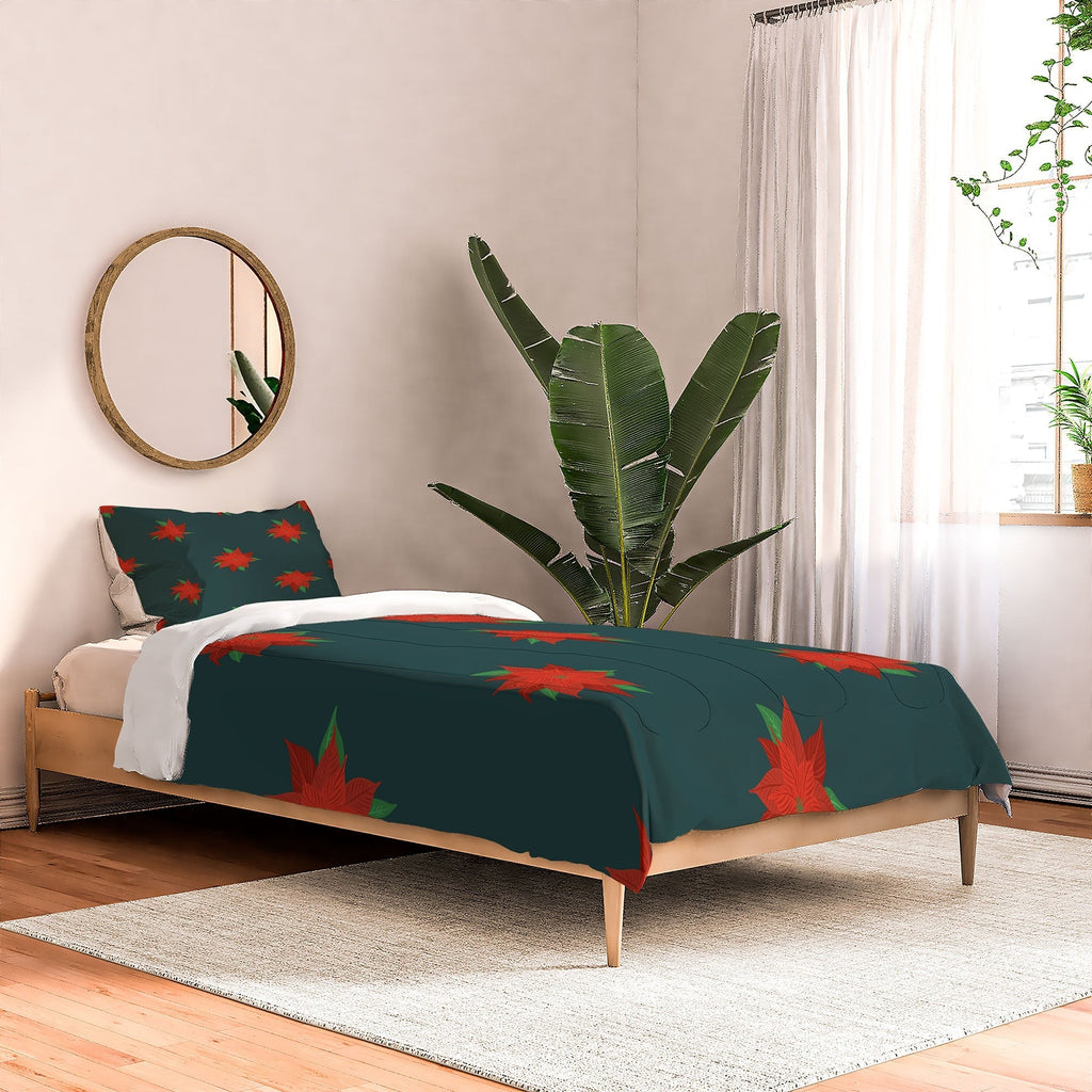 Design by Spark Poinsettia Florals Comforter