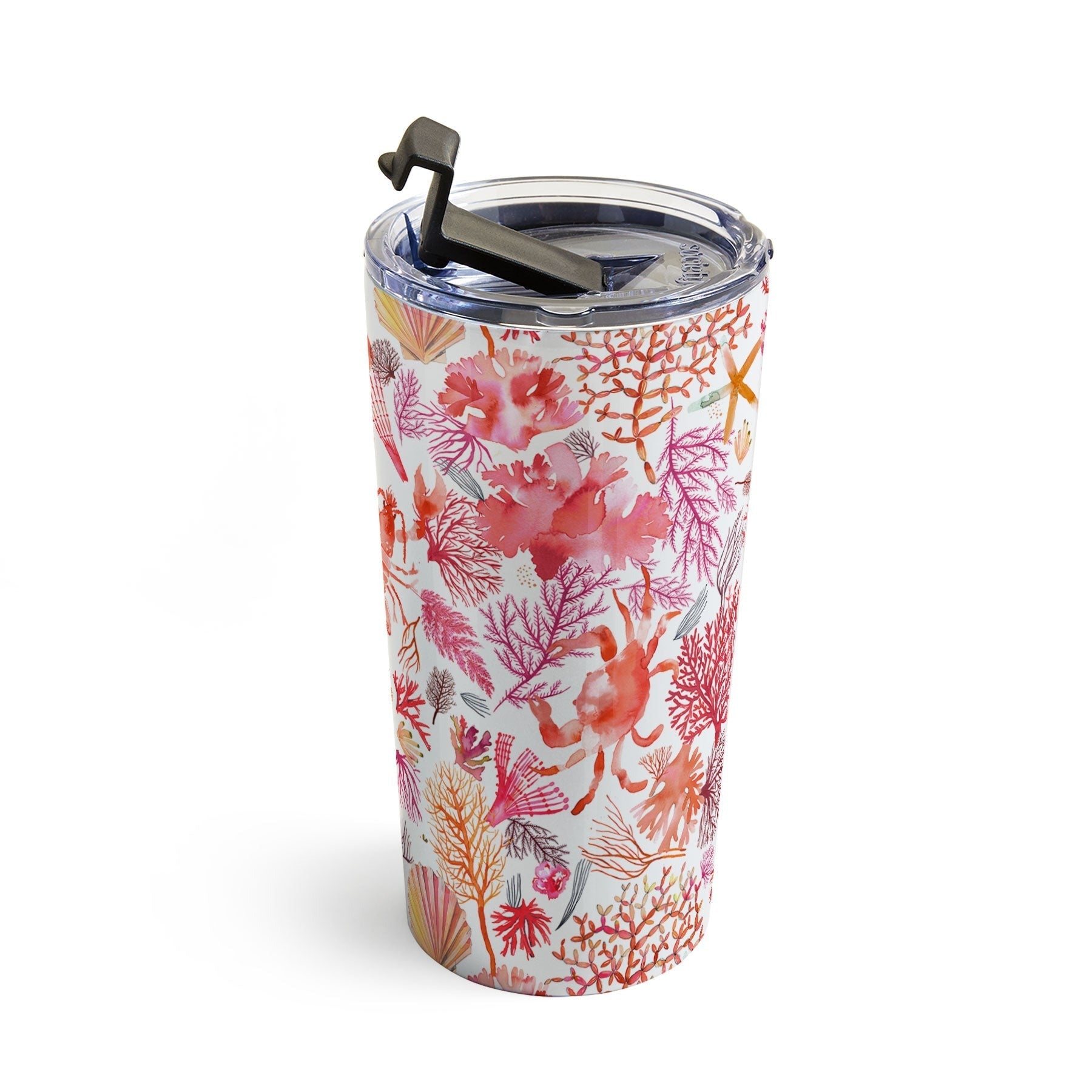 Ninola Design Botanic Retreat Coral Reef Crab Lobster Red Travel Mug