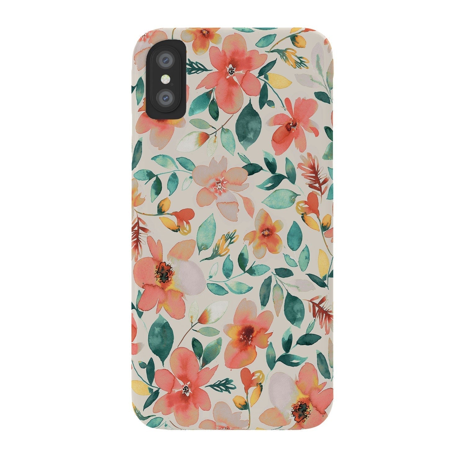 Ninola Design Botanic Retreat Tropical Whimsical Flowers Coral Green Phone Case