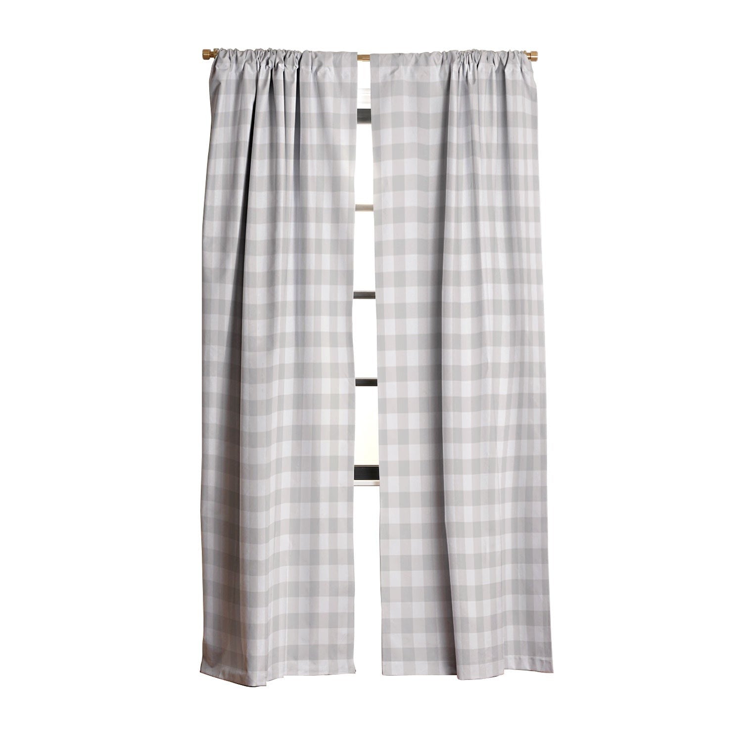 Colour Poems Gingham Plaid Pattern Cloud White Blackout Window Curtain