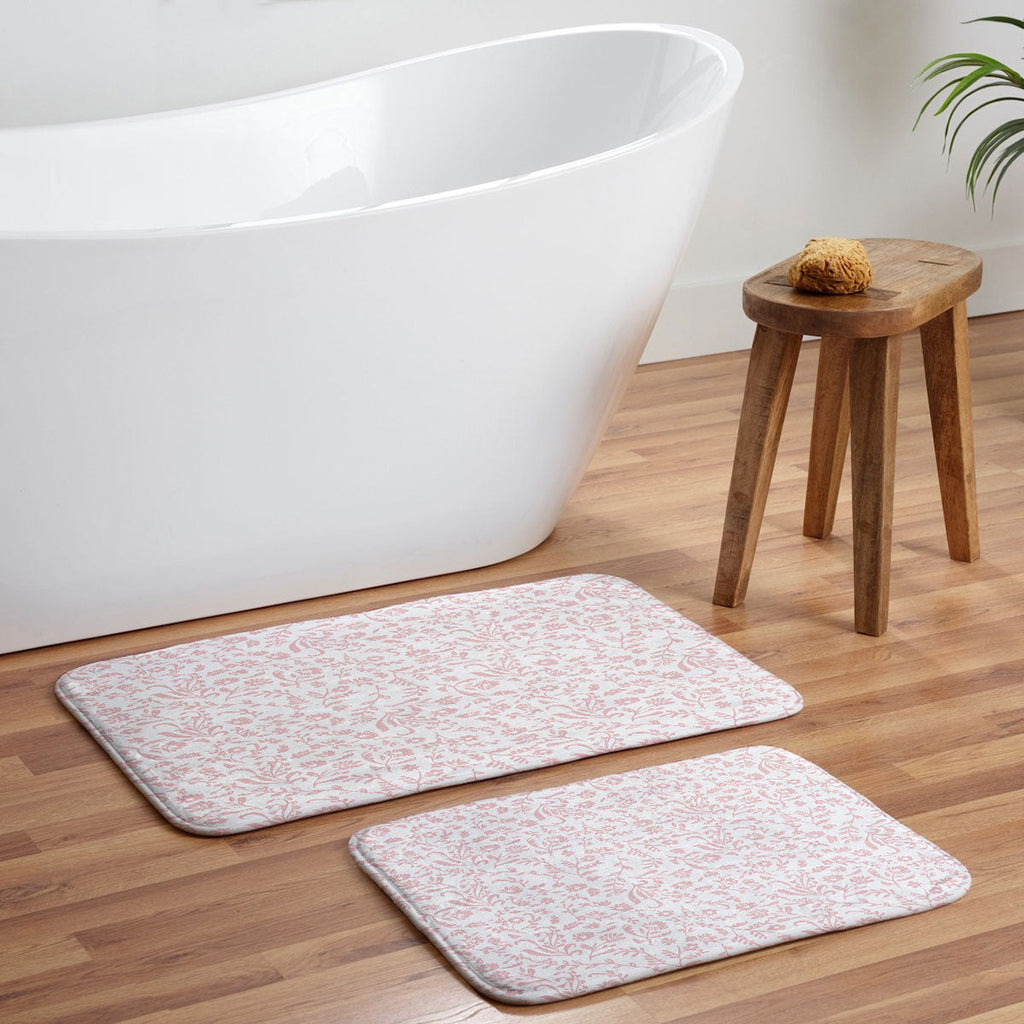 Mieken Petra Designs ditsytoilefloral pink Memory Foam Bath Mat