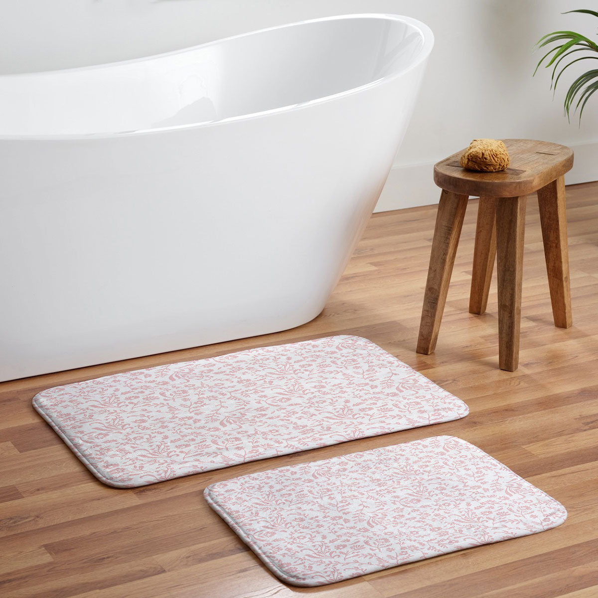 Mieken Petra Designs ditsytoilefloral pink Memory Foam Bath Mat