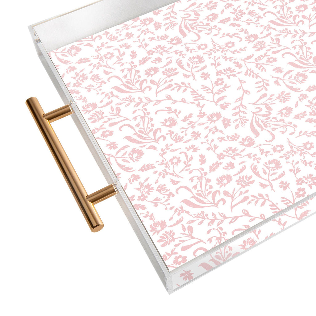 Mieken Petra Designs ditsytoilefloral pink Acrylic Tray