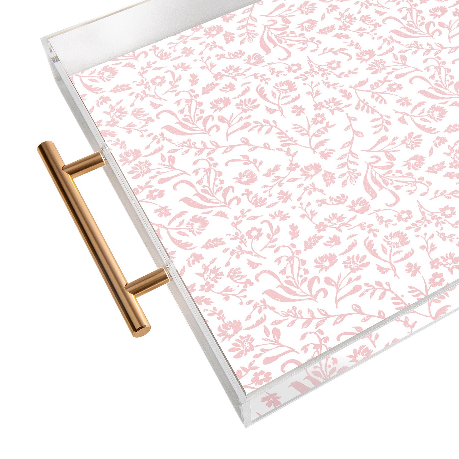 Mieken Petra Designs ditsytoilefloral pink Acrylic Tray