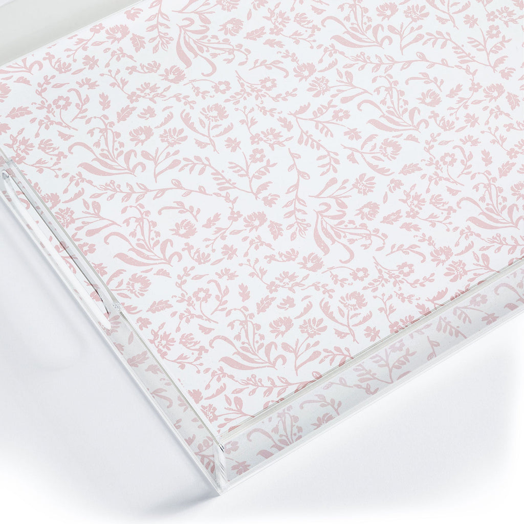 Mieken Petra Designs ditsytoilefloral pink Acrylic Tray