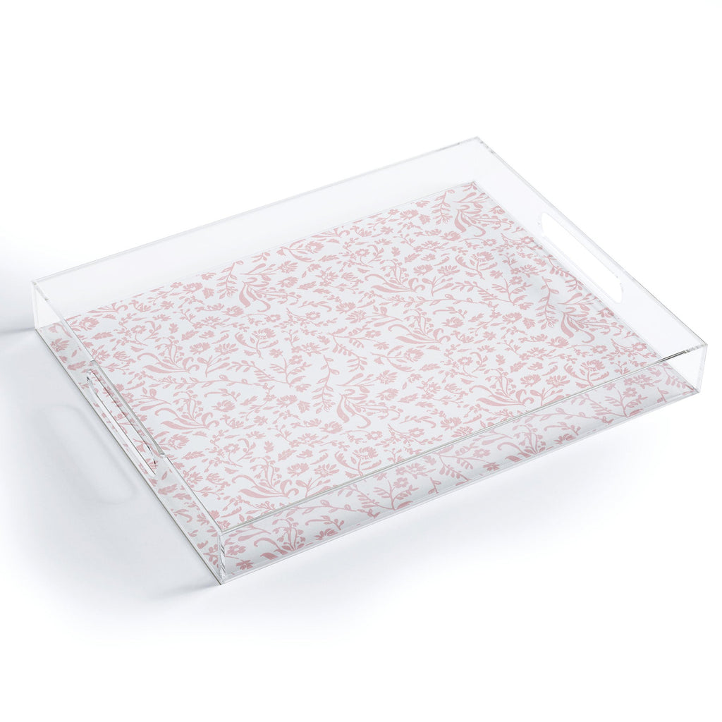 Mieken Petra Designs ditsytoilefloral pink Acrylic Tray