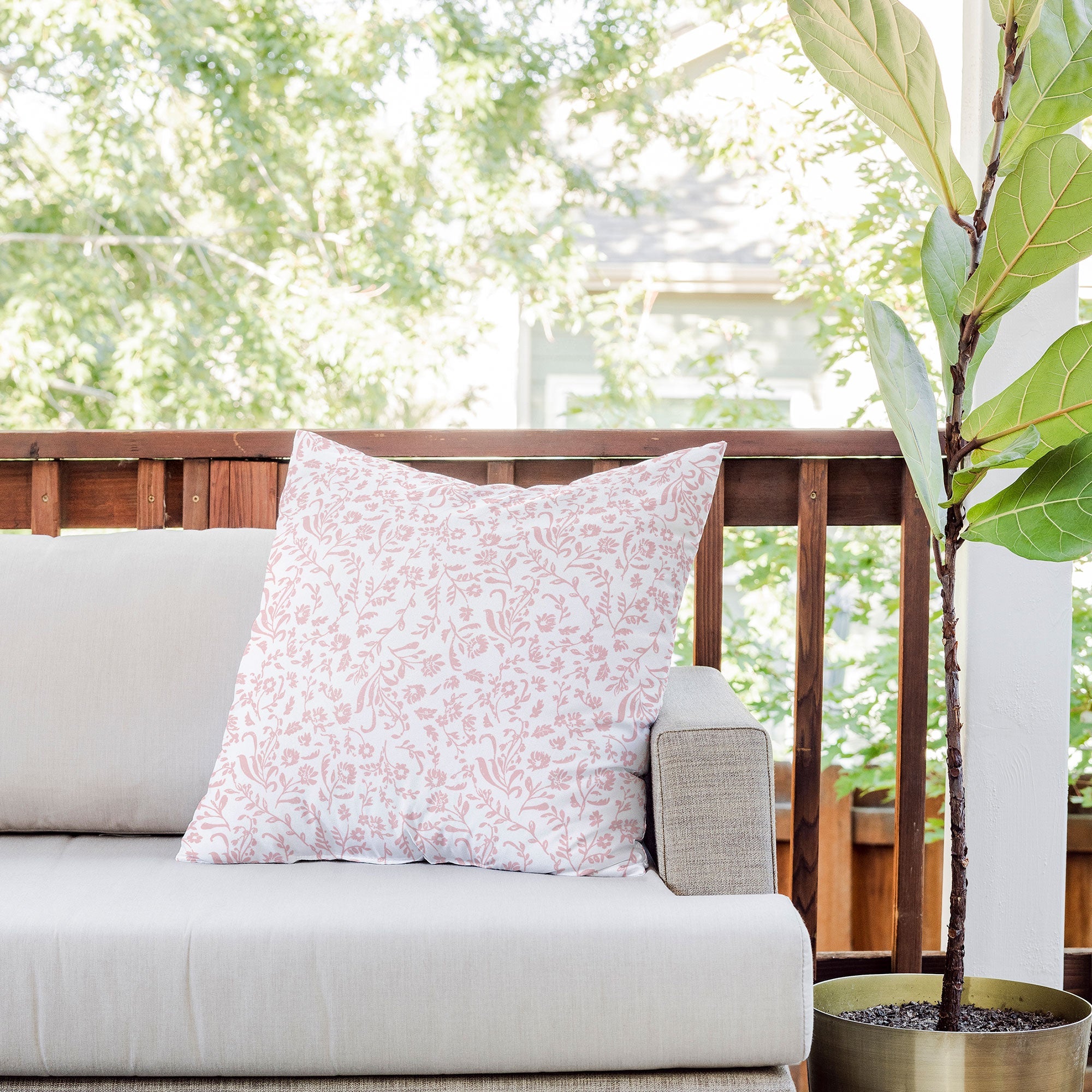 Mieken Petra Designs ditsytoilefloral pink Outdoor Throw Pillow