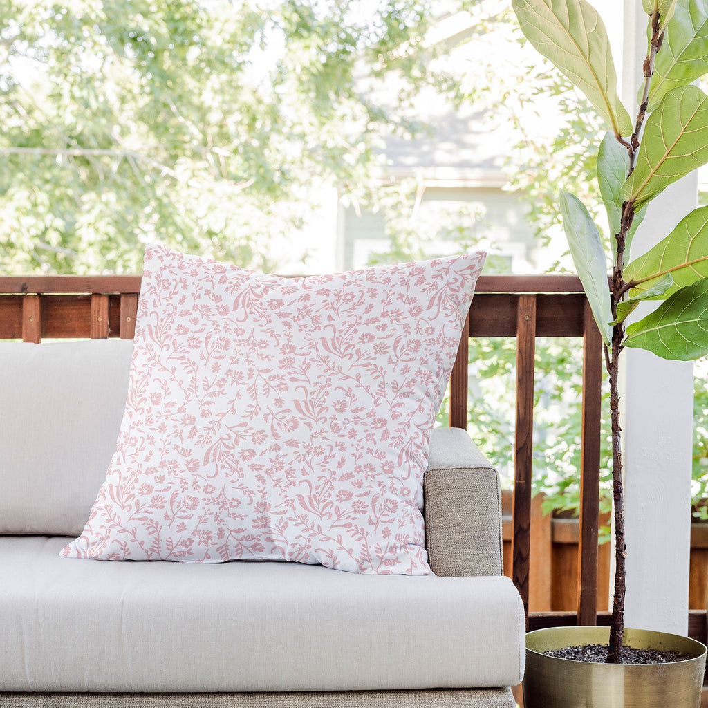 Mieken Petra Designs ditsytoilefloral pink Outdoor Throw Pillow