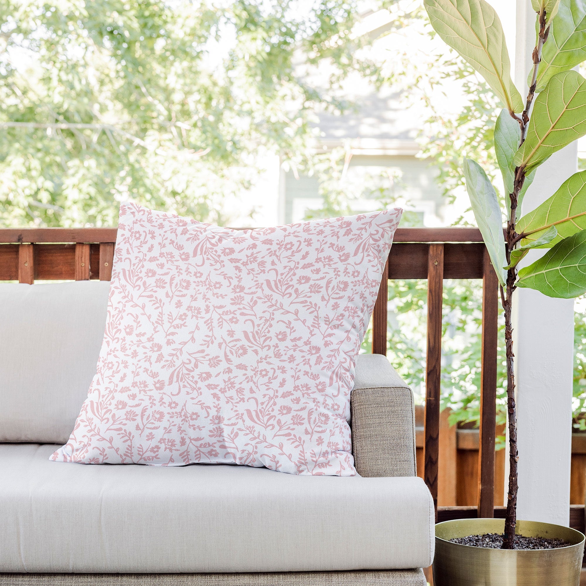 Mieken Petra Designs ditsytoilefloral pink Outdoor Throw Pillow