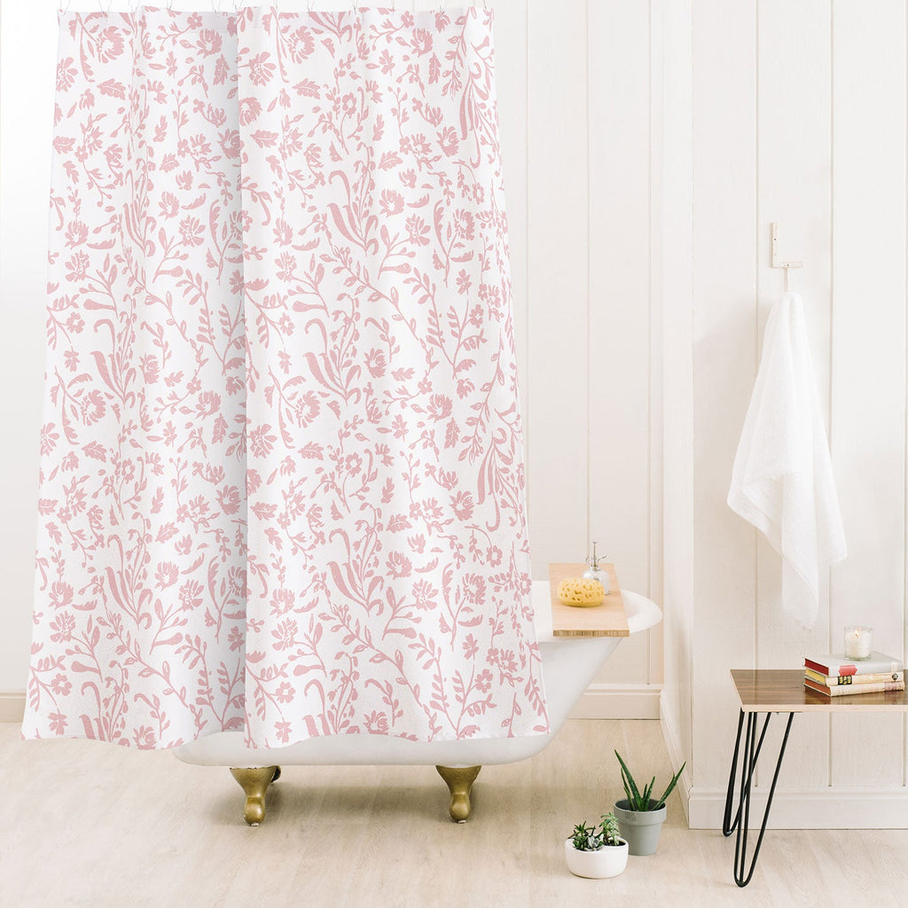 Mieken Petra Designs ditsytoilefloral pink Shower Curtain