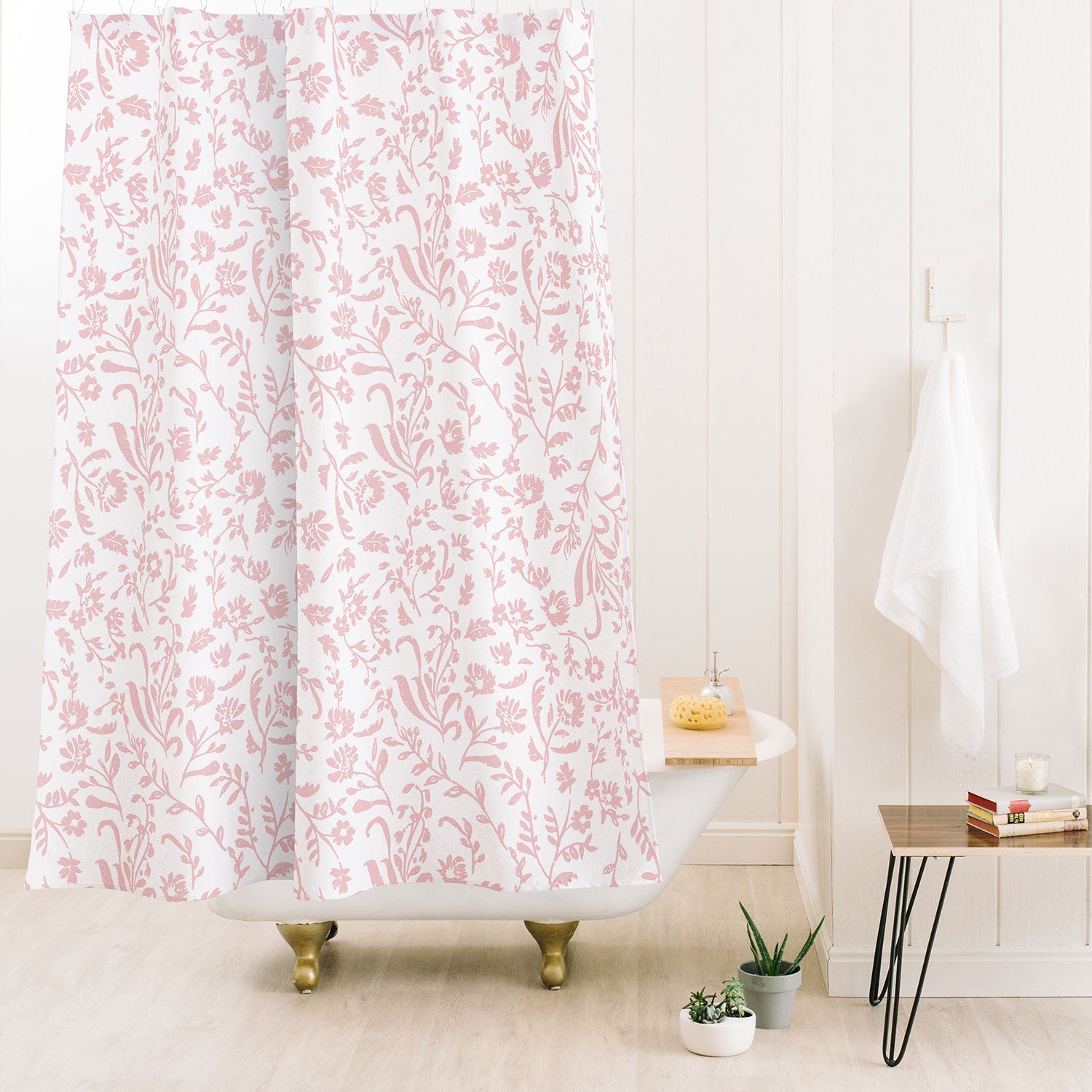 Mieken Petra Designs ditsytoilefloral pink Shower Curtain