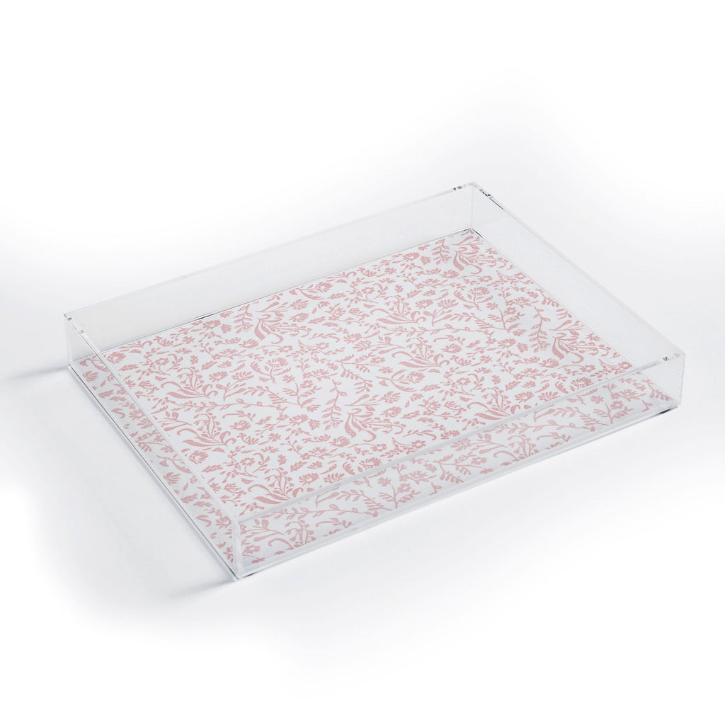 Mieken Petra Designs ditsytoilefloral pink Acrylic Tray