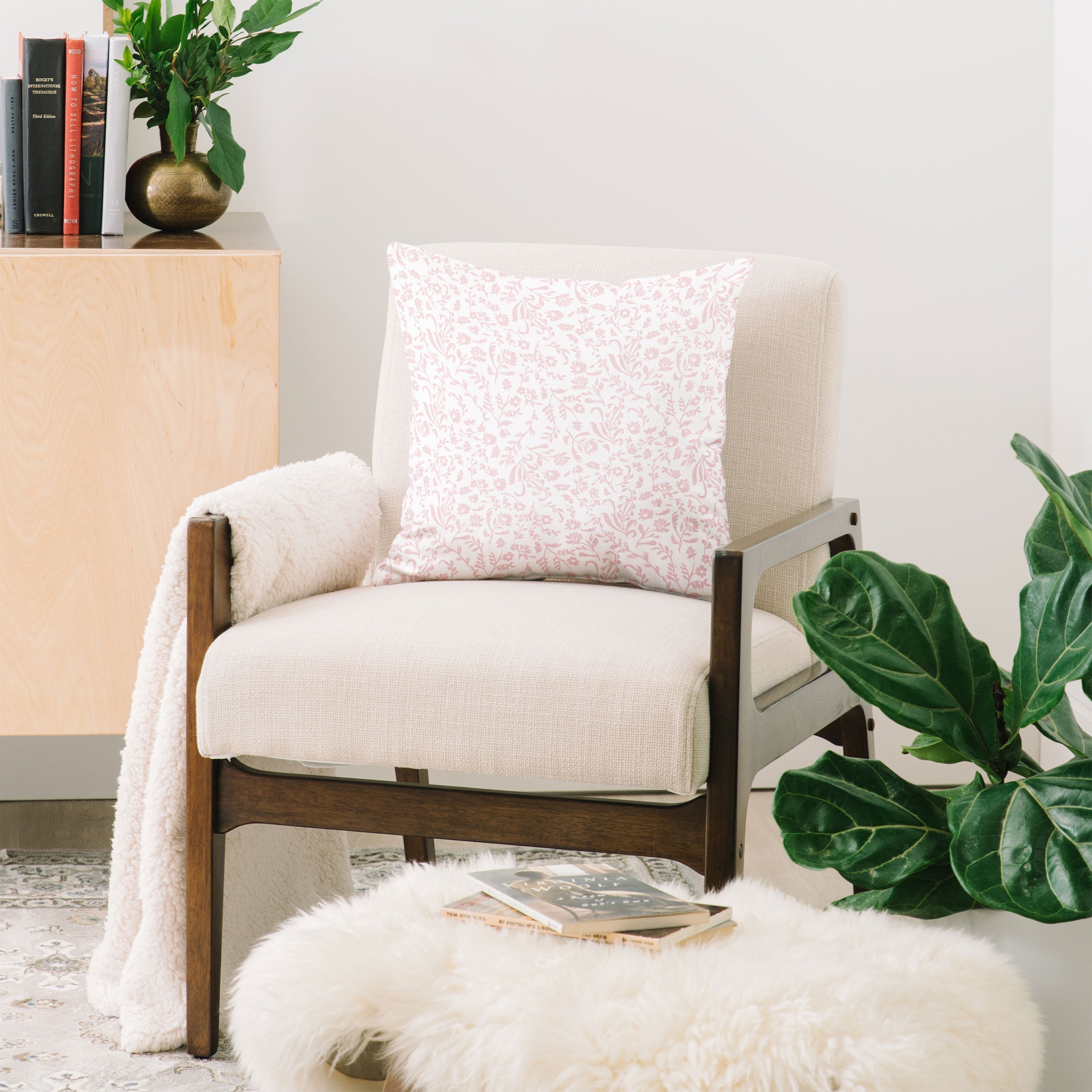 Mieken Petra Designs ditsytoilefloral pink Throw Pillow